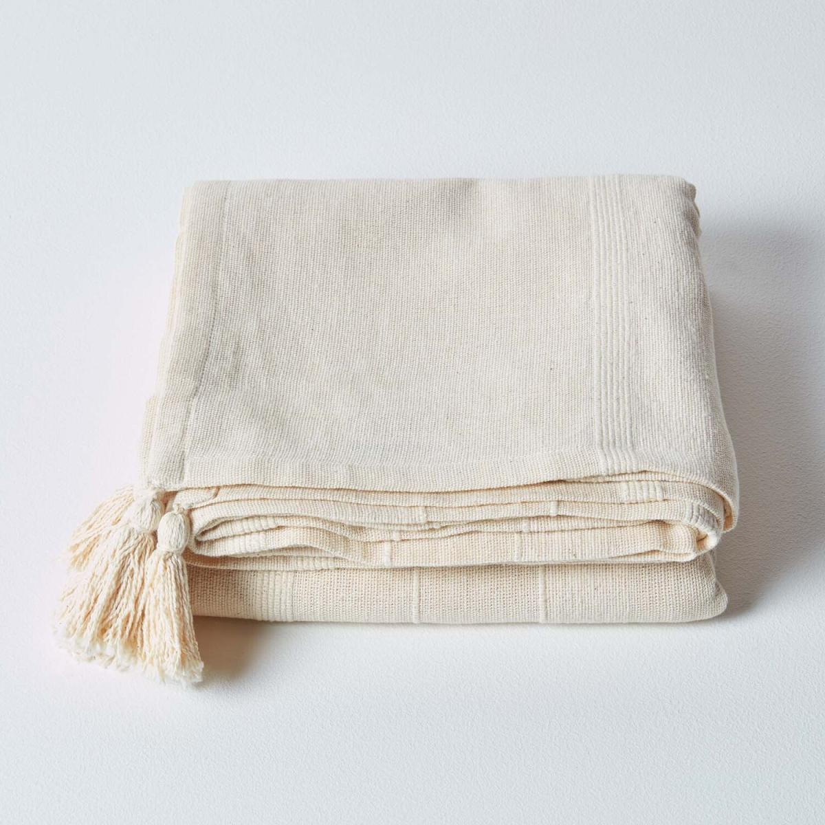 Homescapes Cotton Rajput Ribbed Throw - Blue / 0.87kg / 200cm – image 5