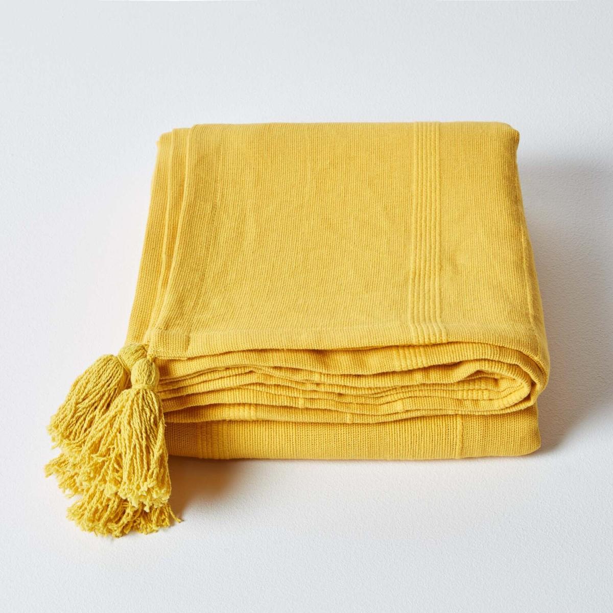 Homescapes Cotton Rajput Ribbed Throw - Blue / 0.87kg / 200cm – image 41