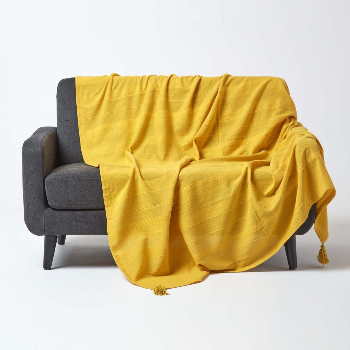 Homescapes Cotton Rajput Ribbed Throw - Blue / 0.87kg / 200cm – image 43