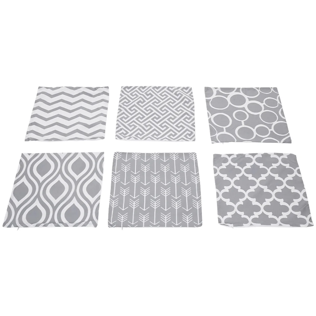 Set of 6 Geometric Throw Pillow Covers 45 x 45cm - Light Grey – image 3
