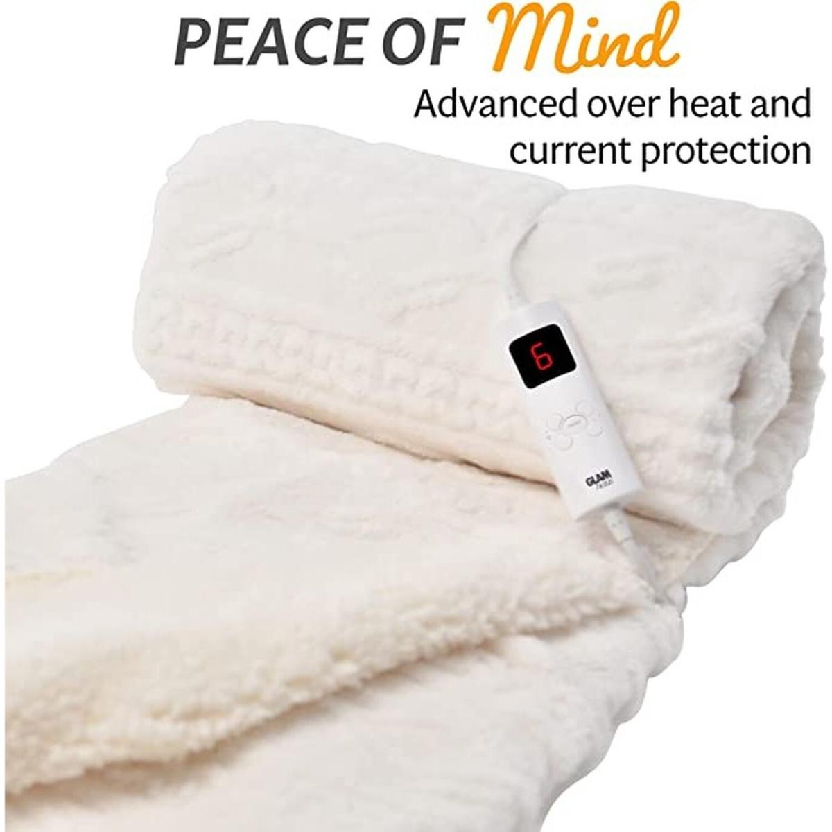 GlamHaus Heated Throw Electric Blanket - Luxurious and Soft Design - White – image 2
