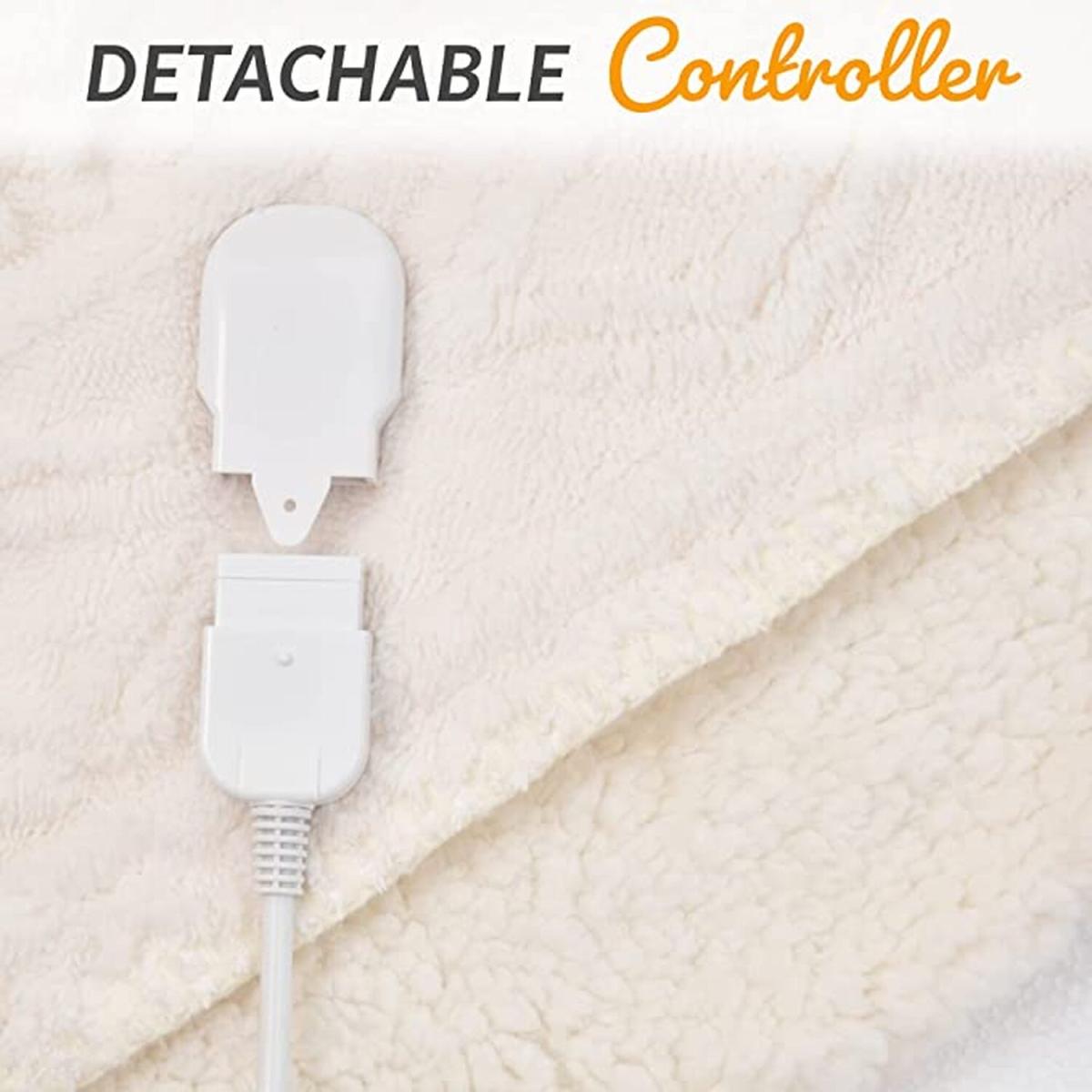 GlamHaus Heated Throw Electric Blanket - Luxurious and Soft Design - White – image 3