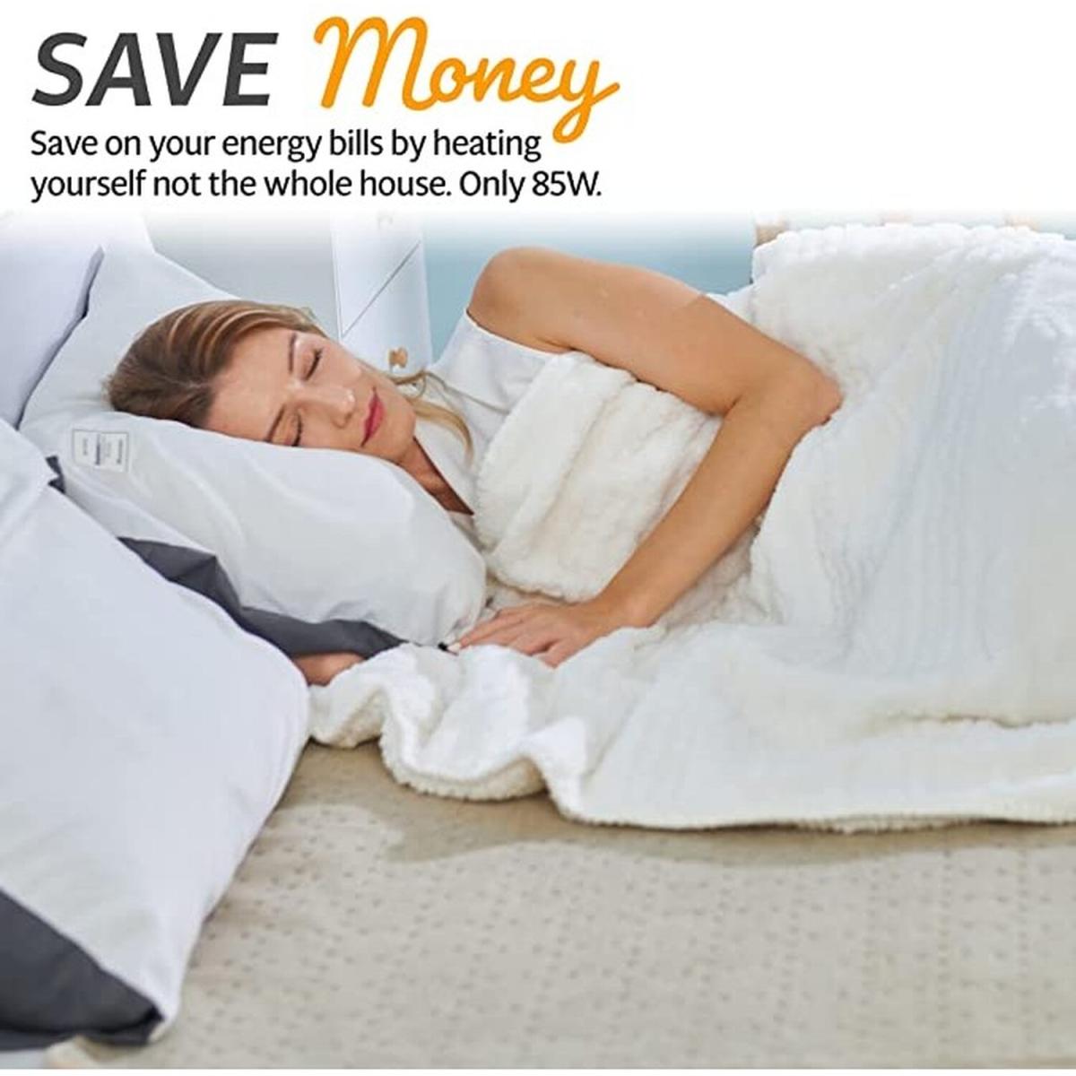 GlamHaus Heated Throw Electric Blanket - Luxurious and Soft Design - White – image 4