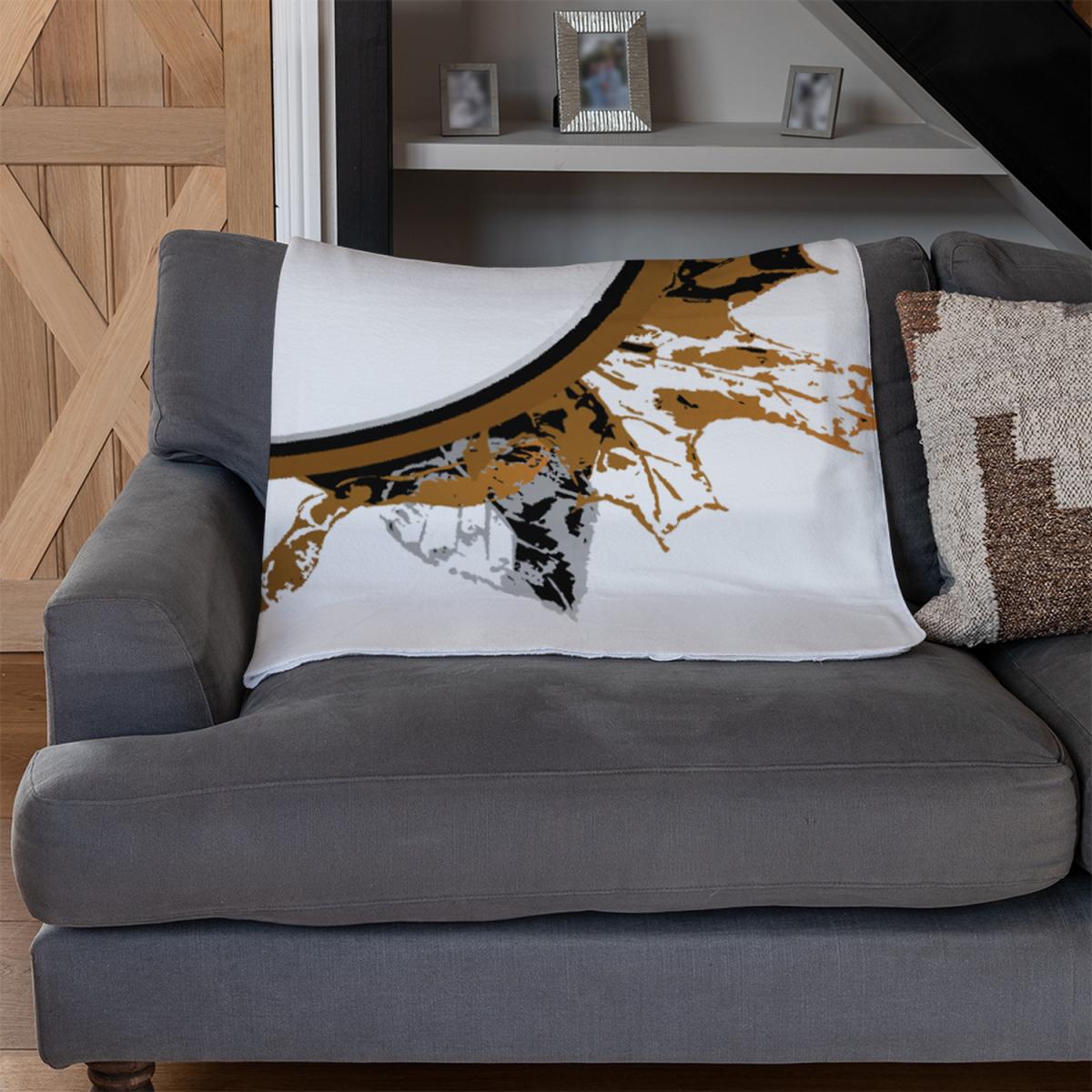 Paint Print Autumn Decoration Blanket - Orange – image 3