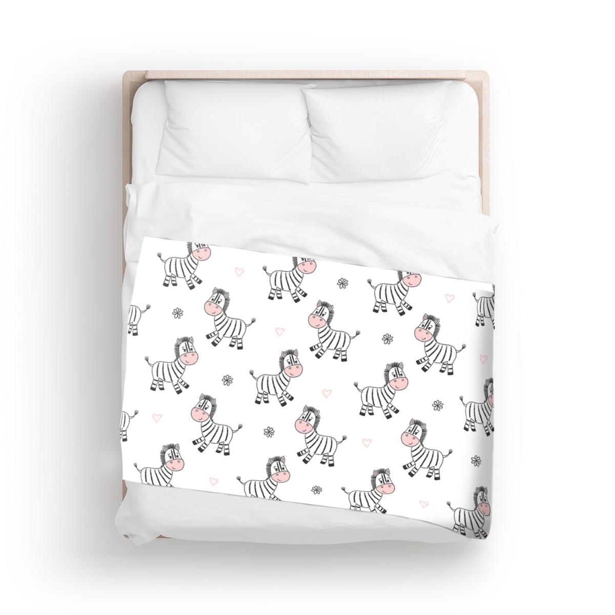 Cute Hand Drawn Zebra Blanket - White – image 2