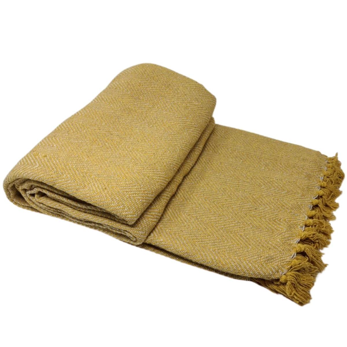 Cotton Herringbone Chair Sofa Bed Throw - Grey – image 6