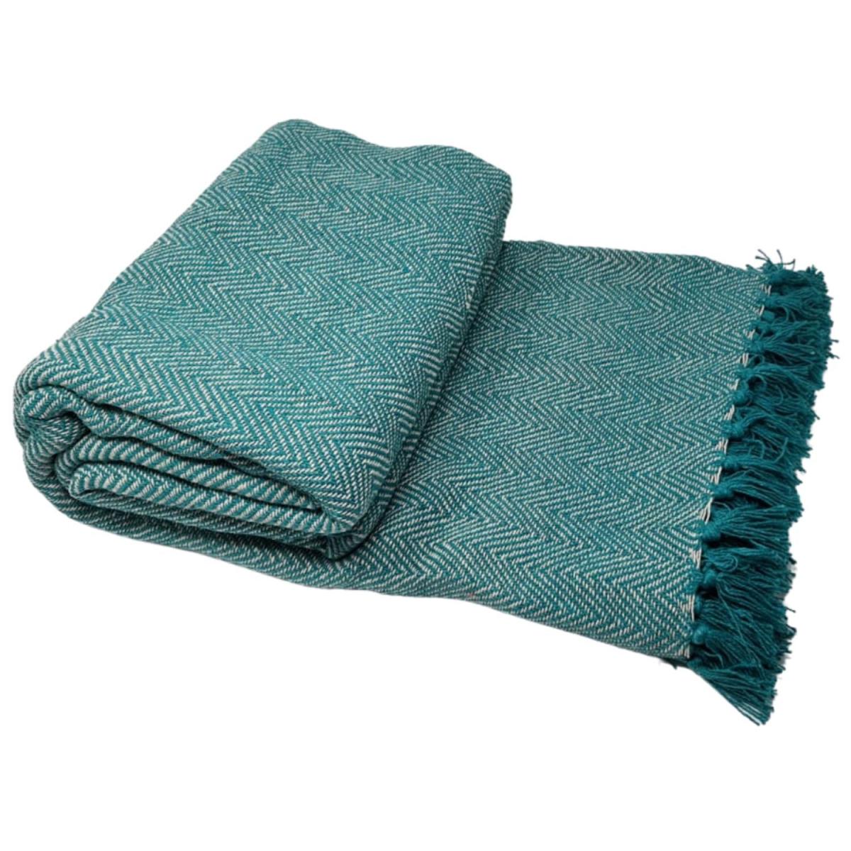 Cotton Herringbone Chair Sofa Bed Throw - Grey – image 8
