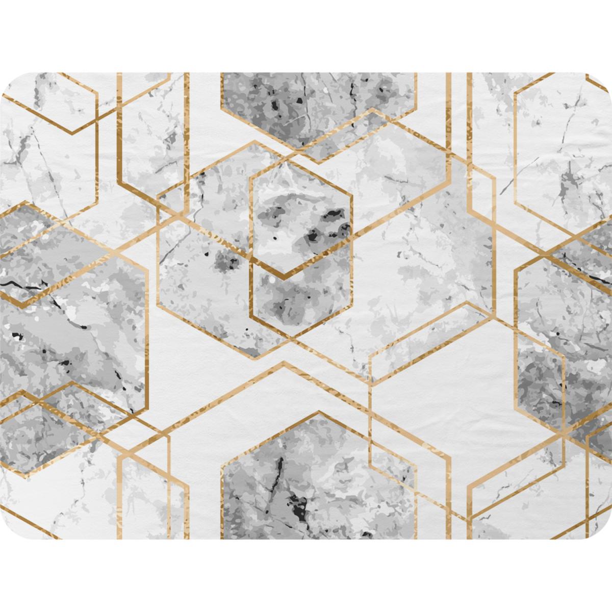 Geometric Marble Pattern With Gold Glitter Blanket - Gold – image 2