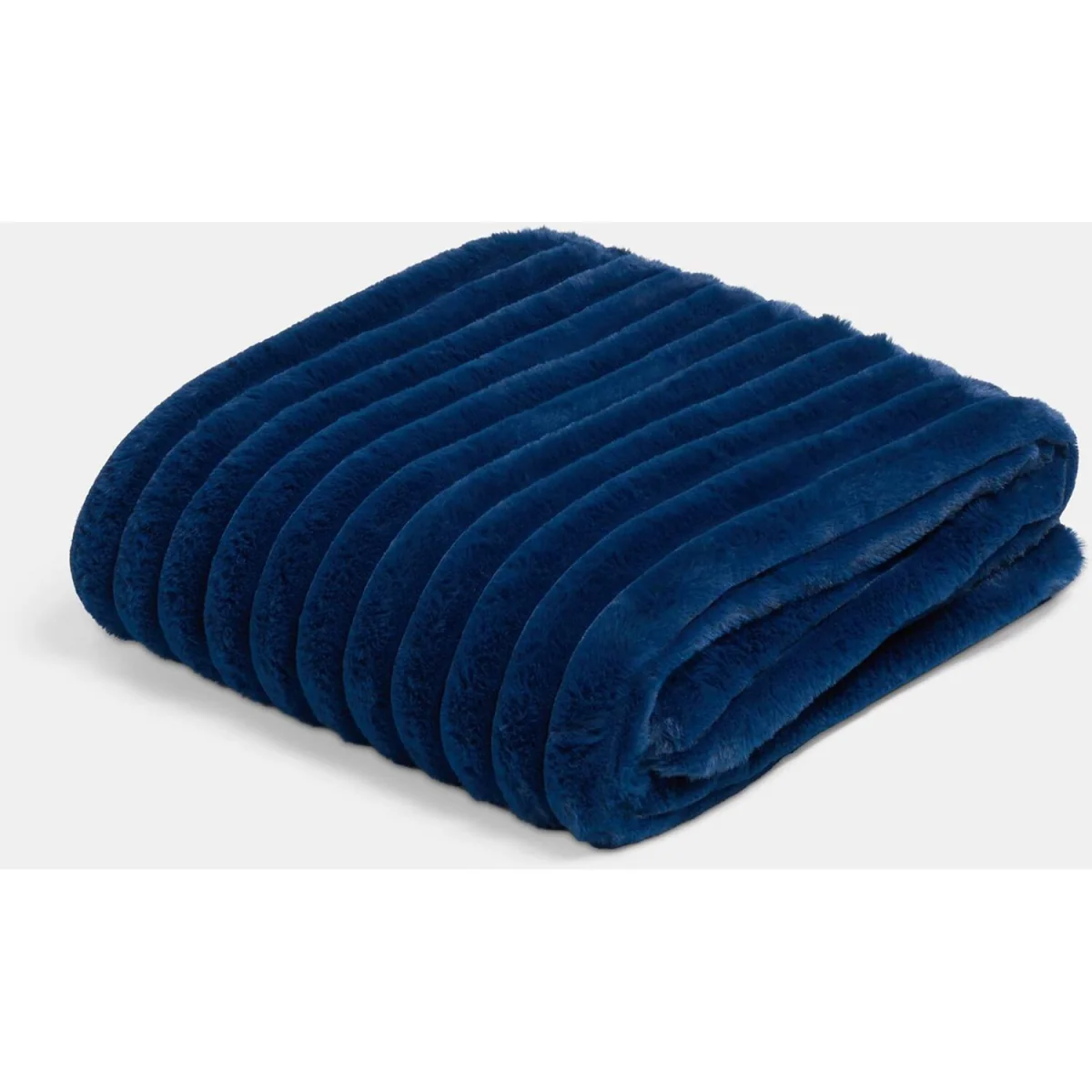 OHS Faux Fur Thick Ribbed Throw - Navy / 125cm / 0.94kg – image 3