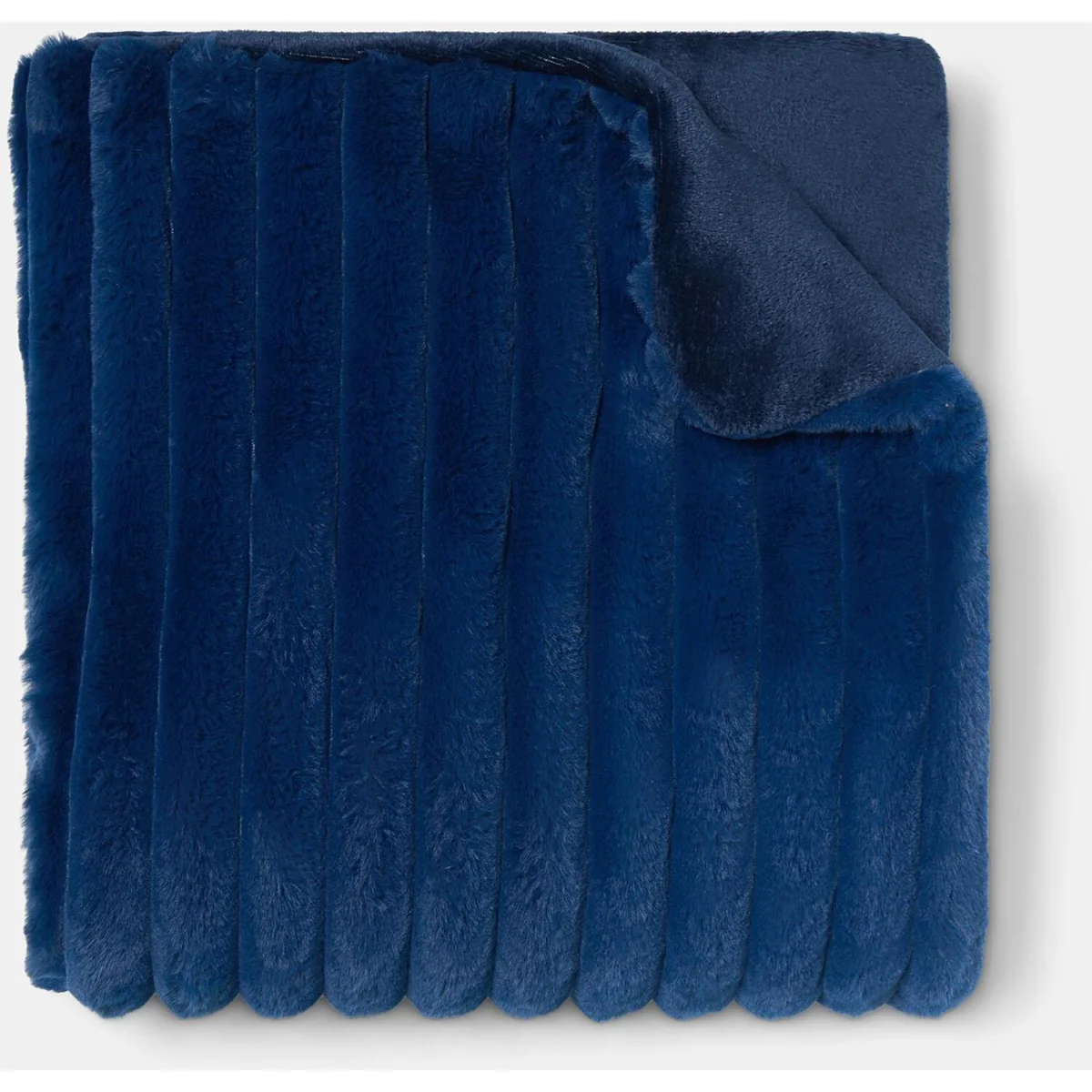OHS Faux Fur Thick Ribbed Throw - Navy / 125cm / 0.94kg – image 4