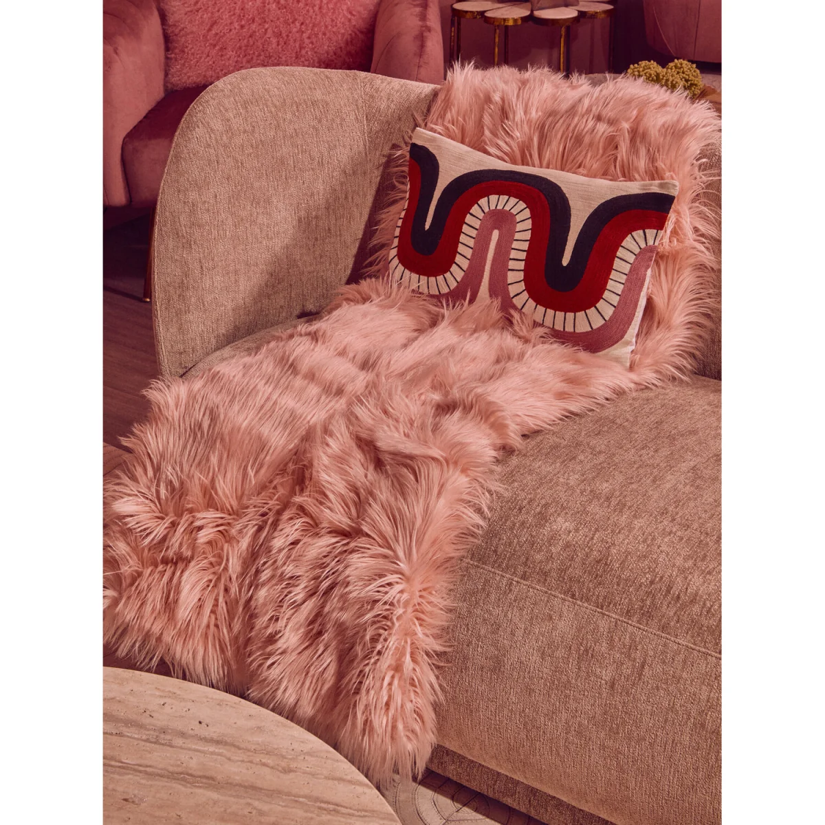Bosie Lamina Pink Faux Fur Throw - Pink – image 2