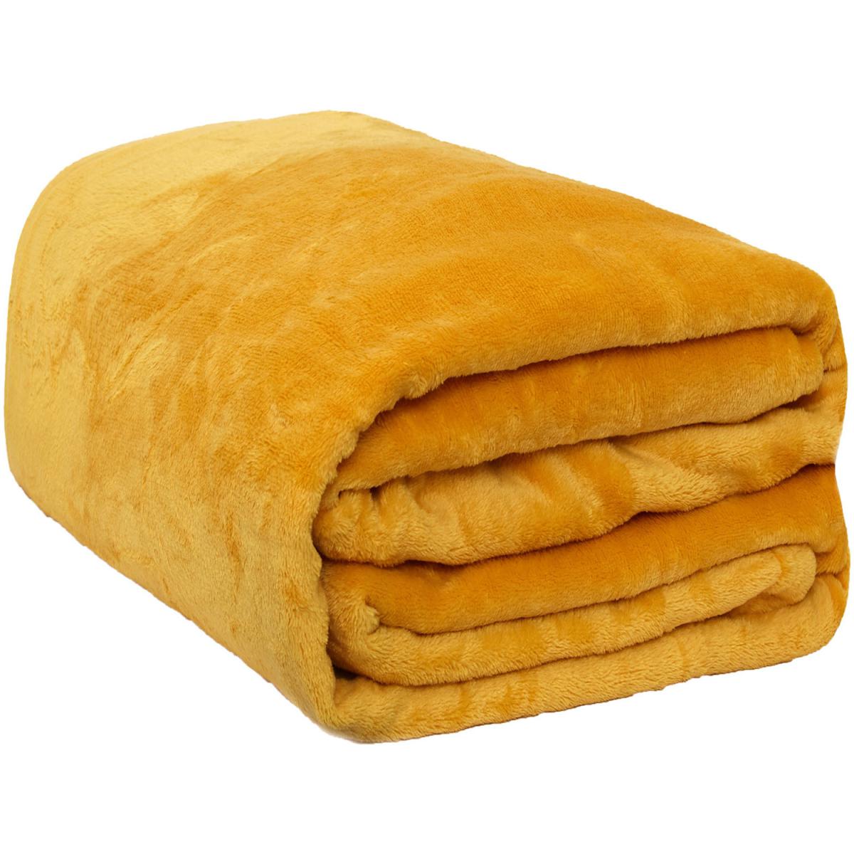 Brentfords Ultra Soft Blanket Throw Warm Flannel Fleece - Yellow / 15cm – image 3