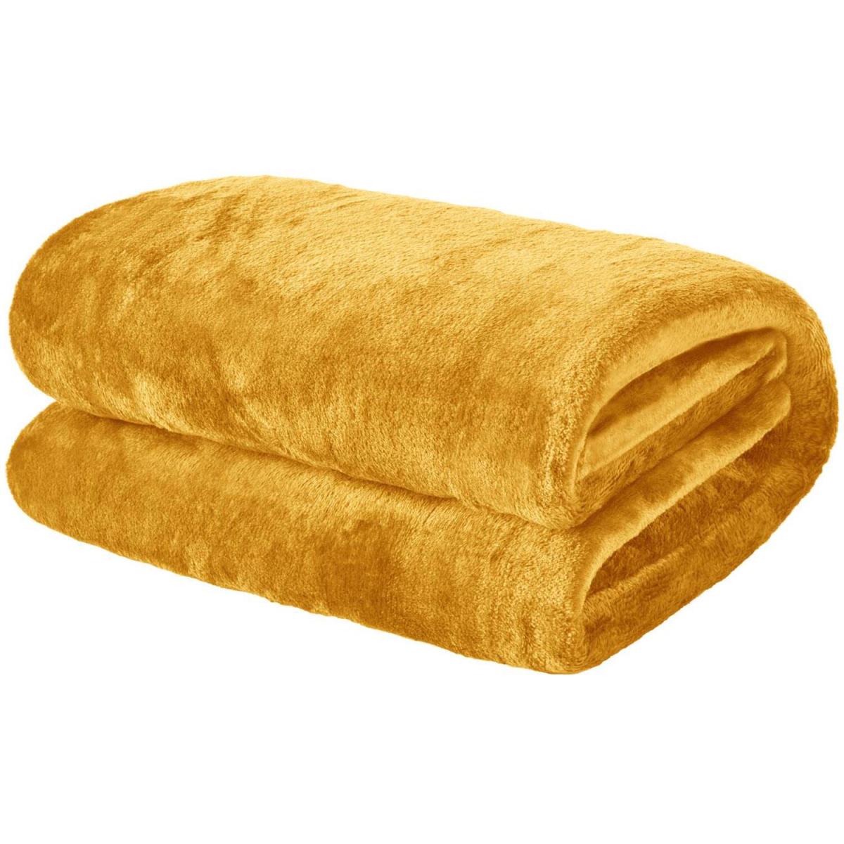 Brentfords Ultra Soft Blanket Throw Warm Flannel Fleece - Yellow / 15cm – image 5