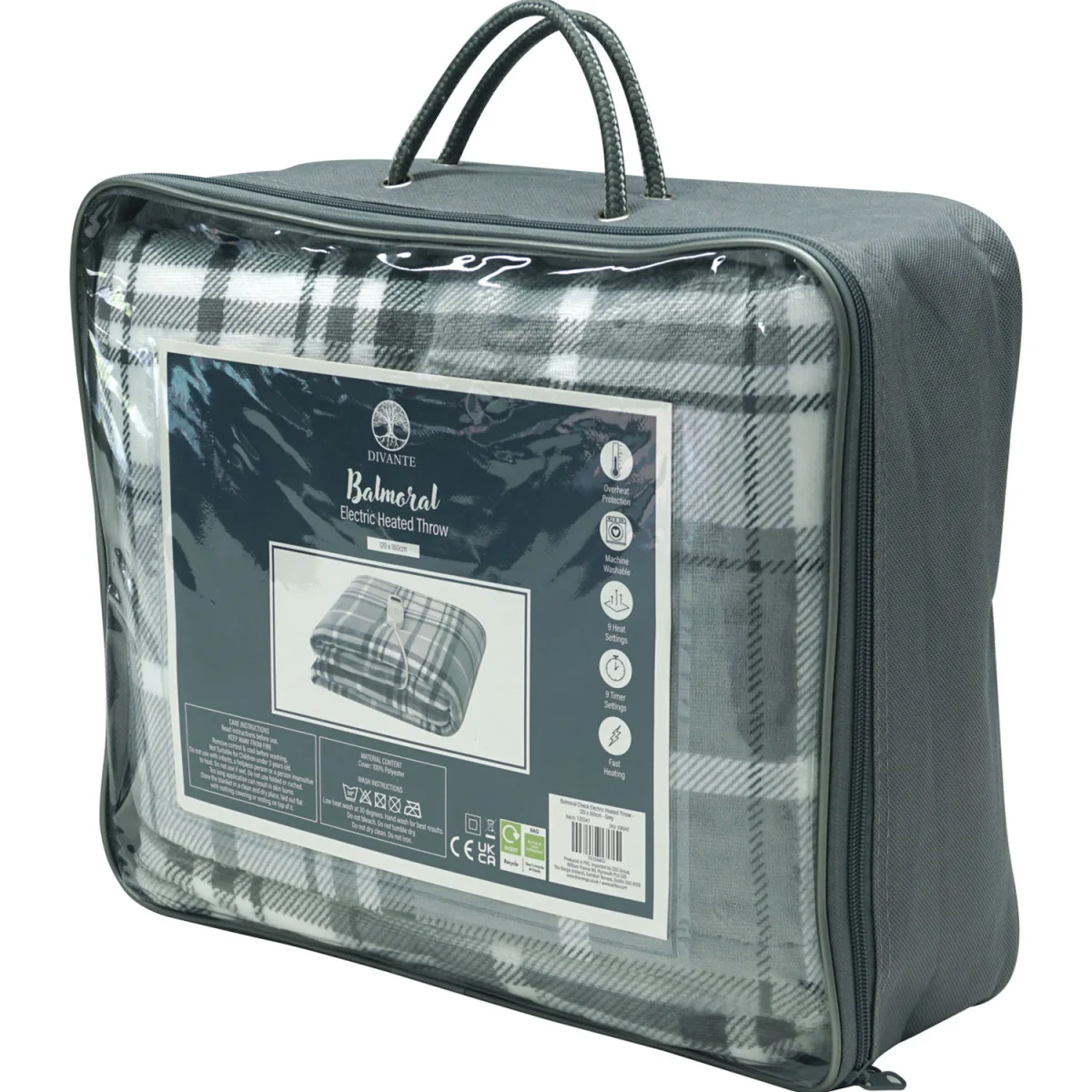 Balmoral Check Electric Heated Throw - Grey – image 5