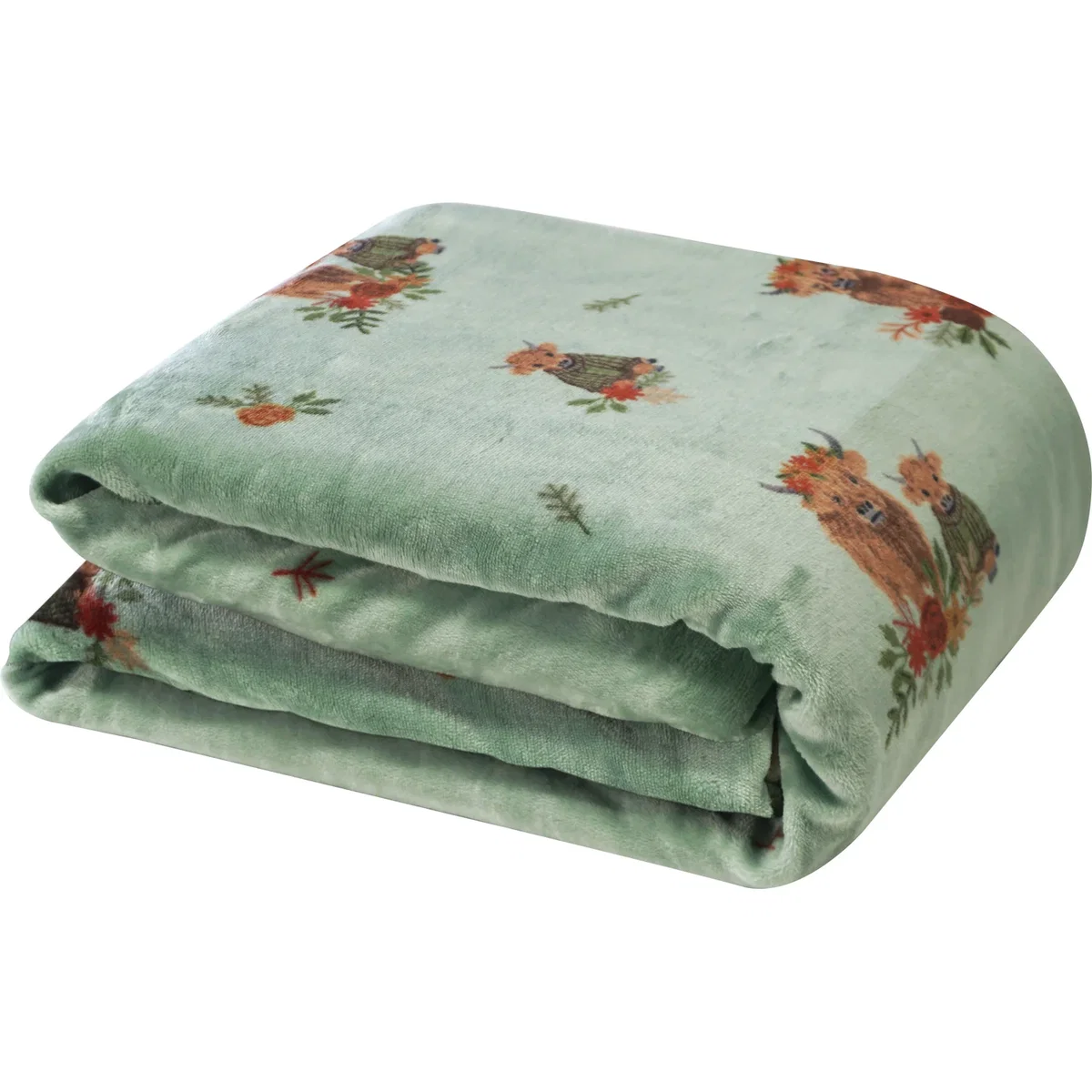 Lola Highland Cow Electric Heated Throw - Green – image 3
