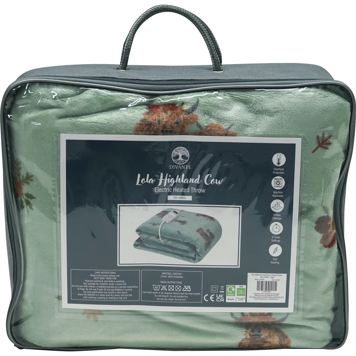 Lola Highland Cow Electric Heated Throw - Green – image 7