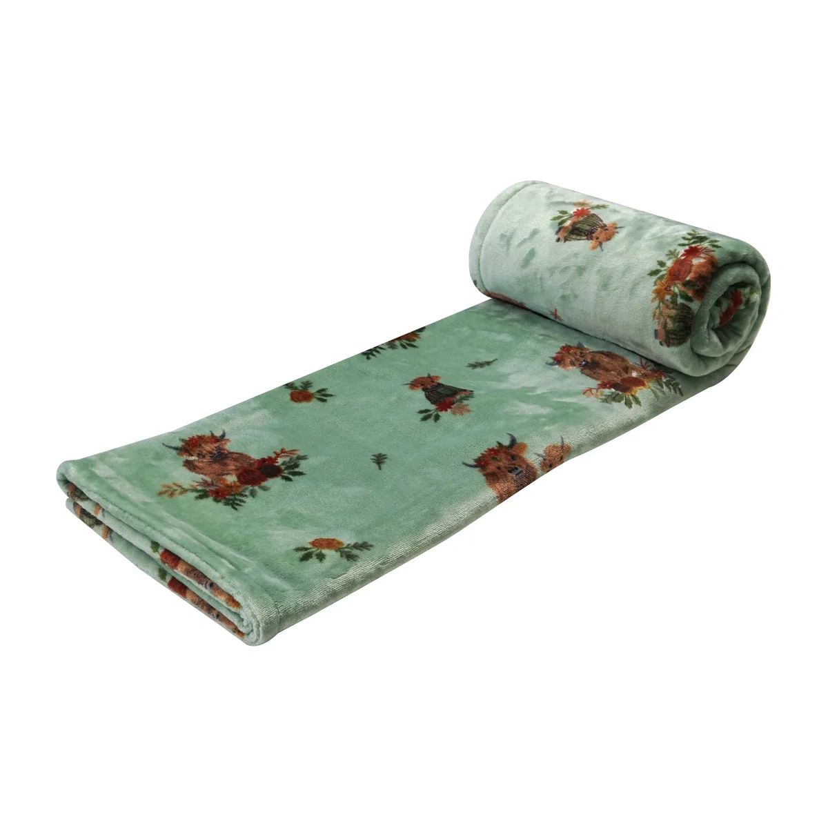 Lola Highland Cow Electric Heated Throw - Green – image 1