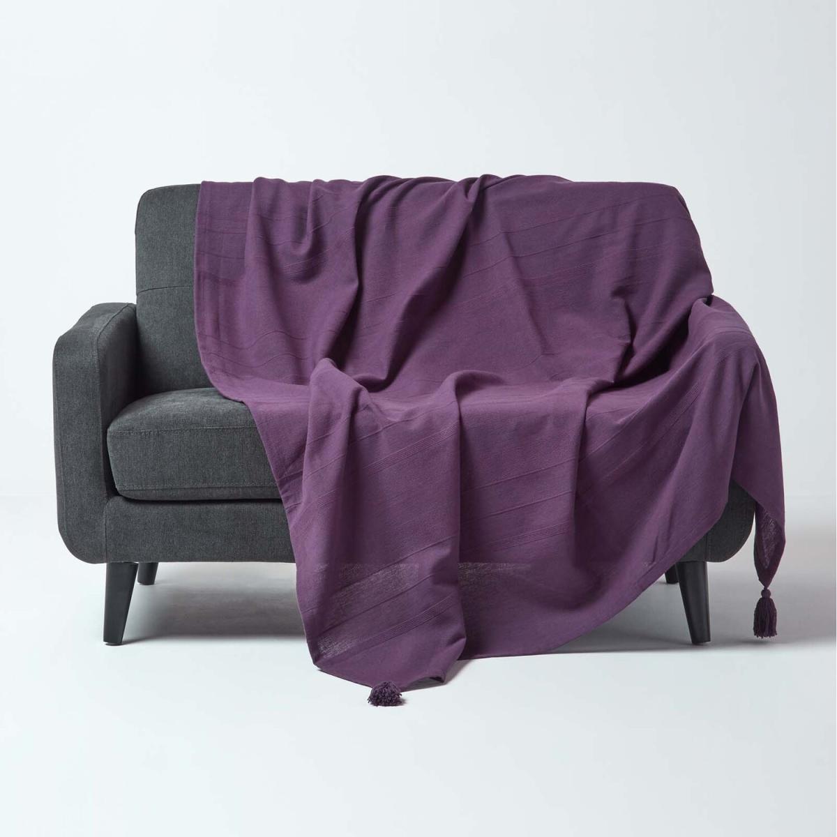 Cotton Rajput Ribbed Purple Throw - Purple / Medium – image 5
