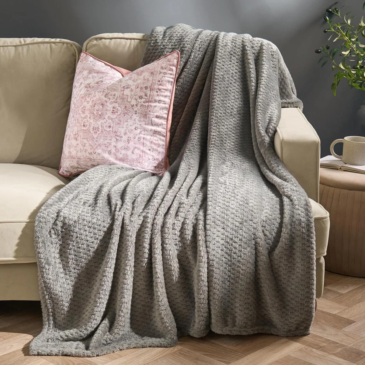 OHS Waffle Fleece Throw - Mid Grey / 200cm – image 2