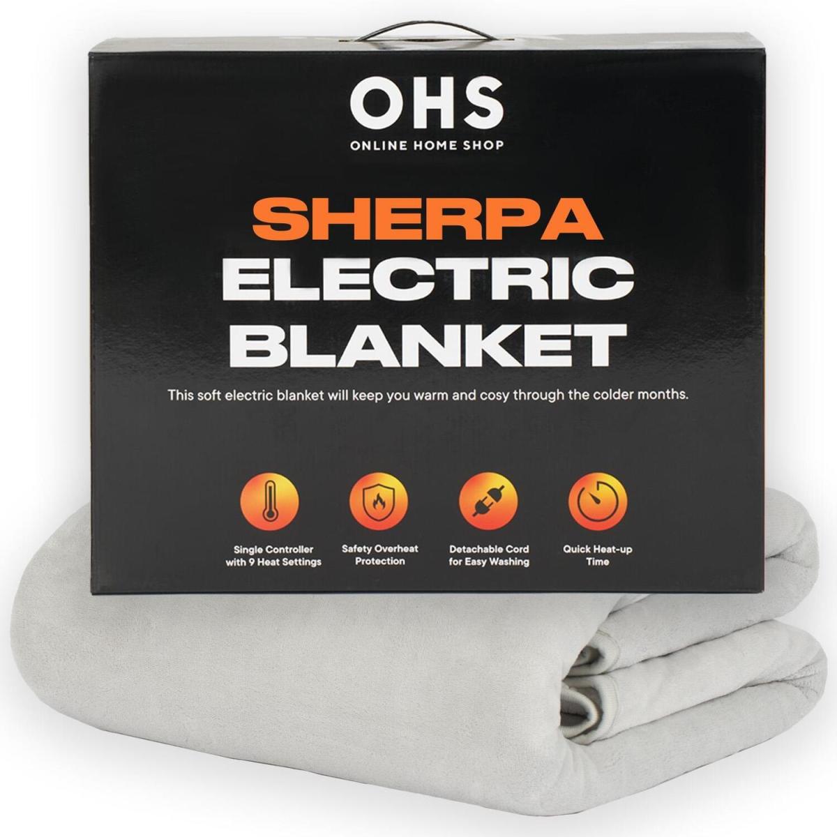 Sherpa Heated Electric Blanket Throw Over Winter Warm - Grey – image 2