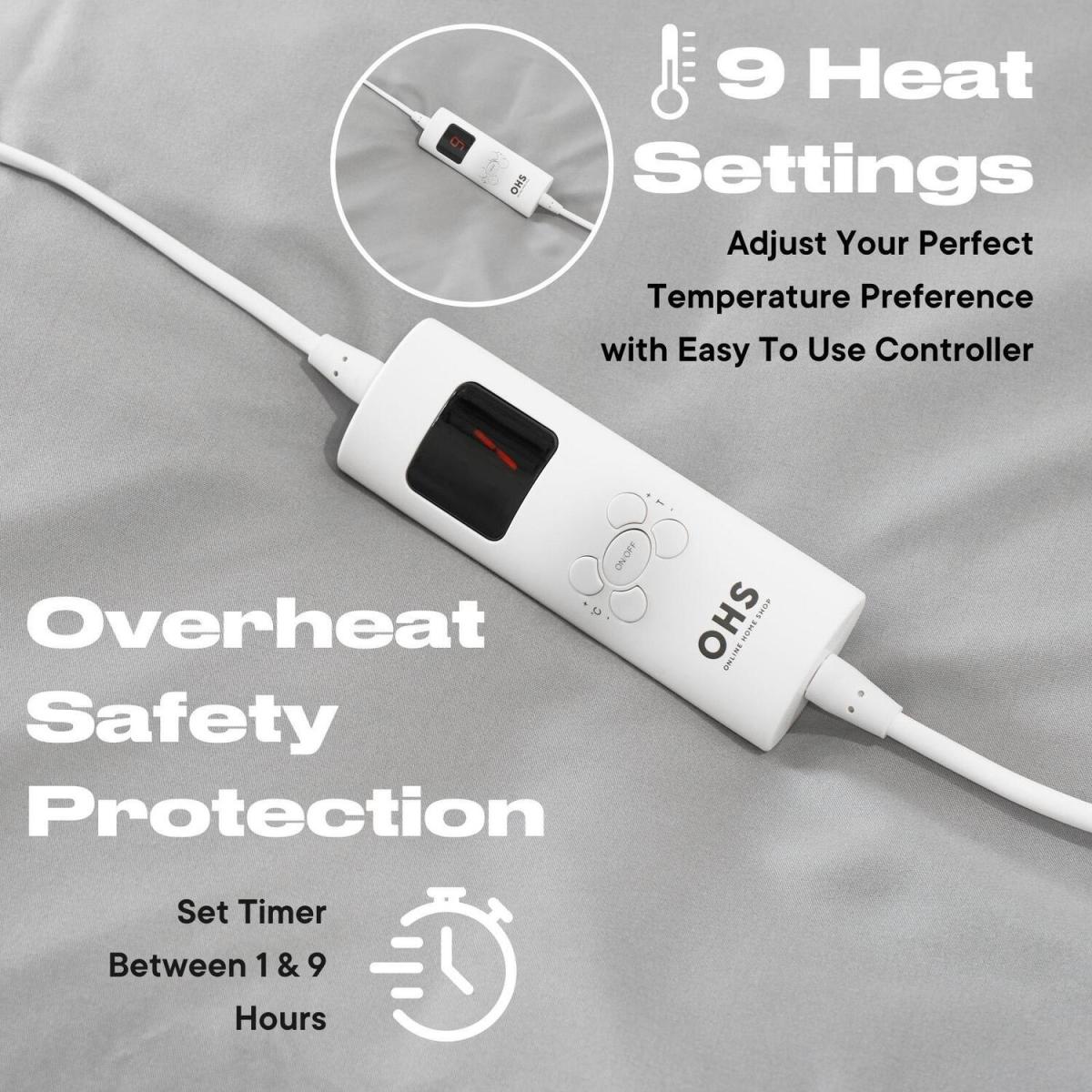 Sherpa Heated Electric Blanket Throw Over Winter Warm - Grey – image 4