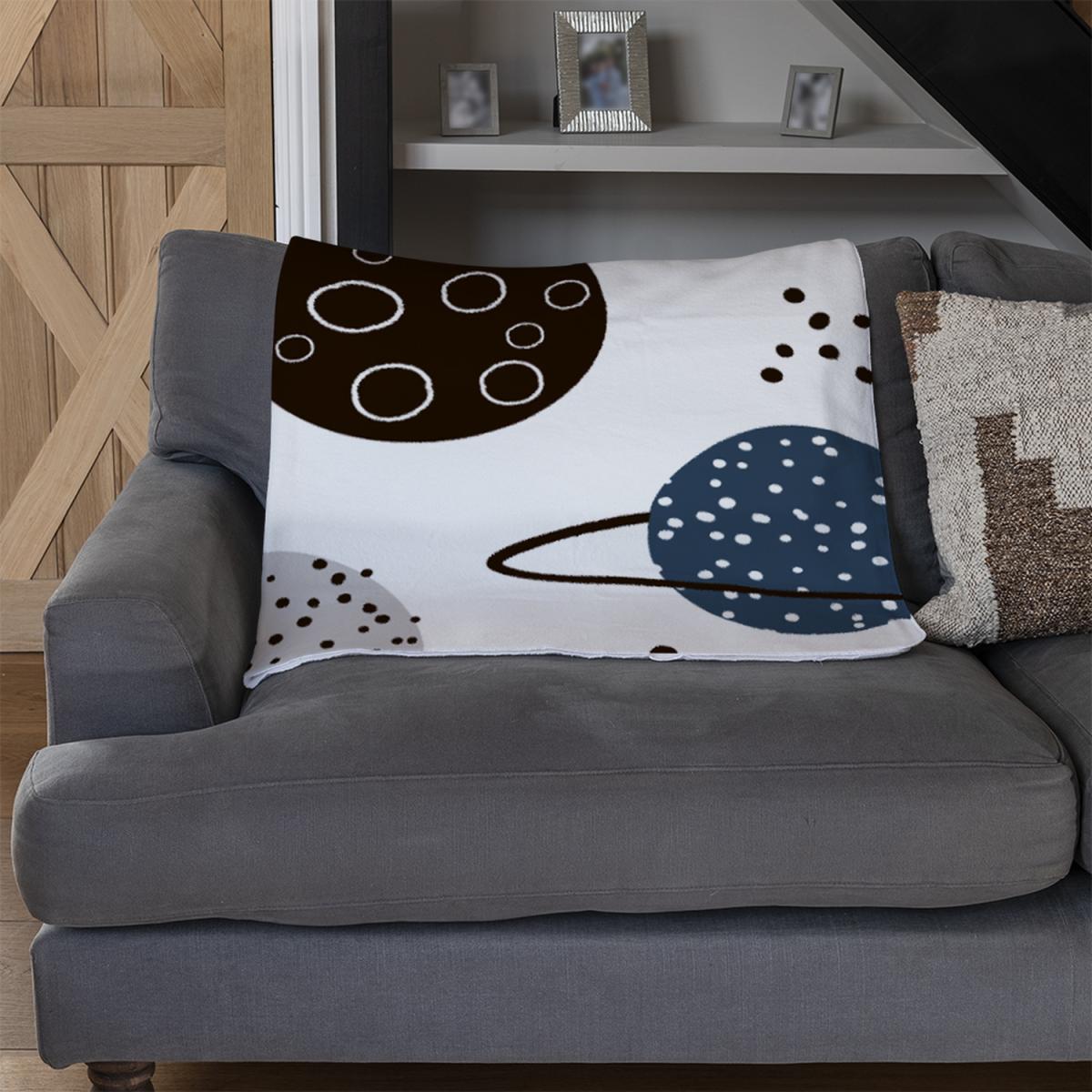 Child Hand Drawn Space Elements Blanket - White – image 2