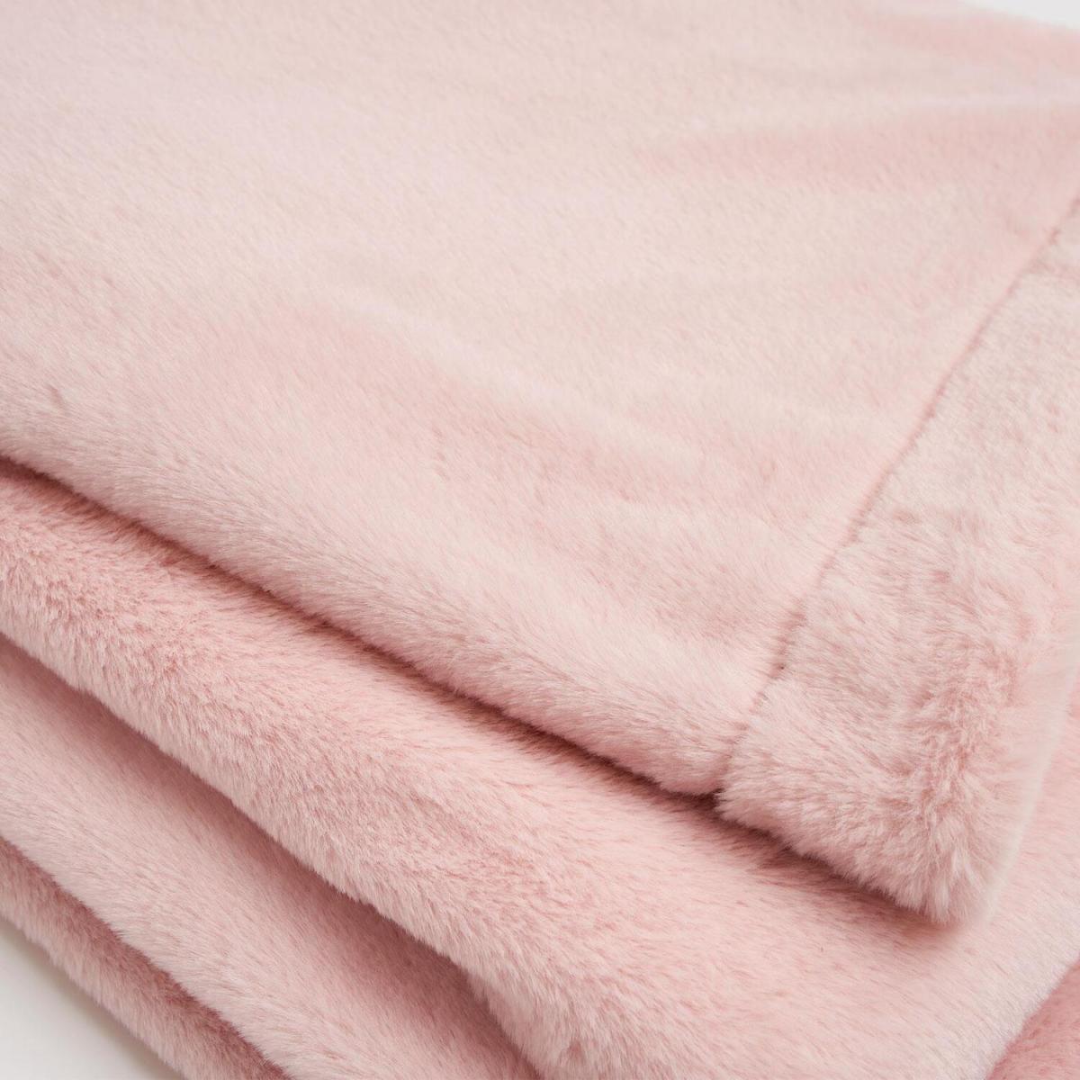 Sienna Faux Rabbit Soft Warm Flannel Fleece Throw - Pink / 240cm – image 4