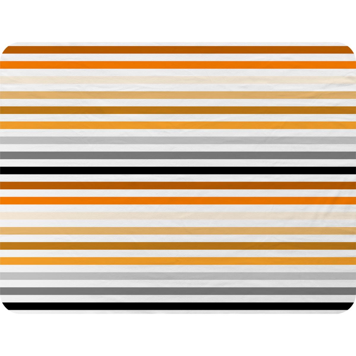 Striped Pattern Orange Black Gray Beige And Brown Blanket - Orange – image 2
