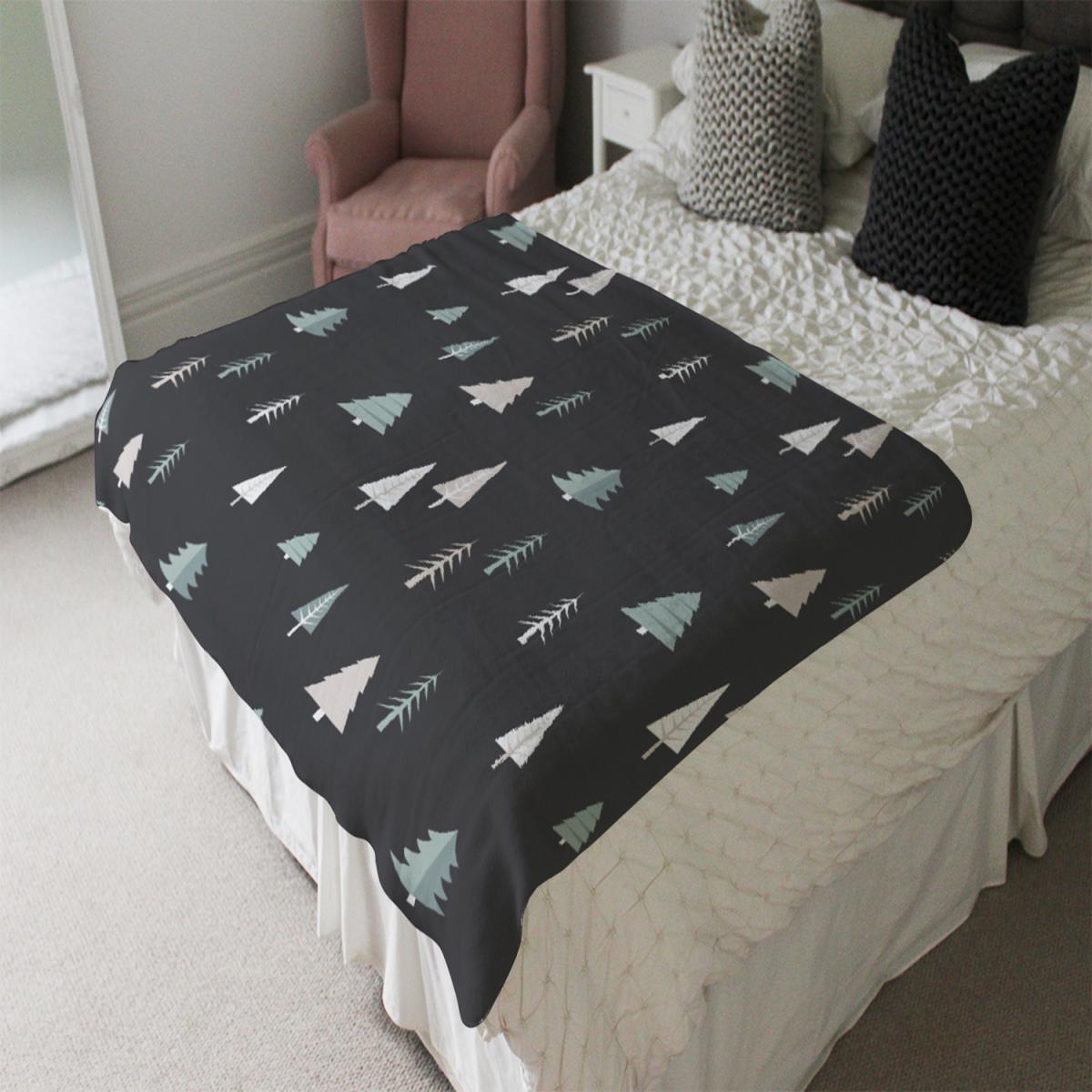Christmas Winter Forest Soft Blanket - Black – image 3