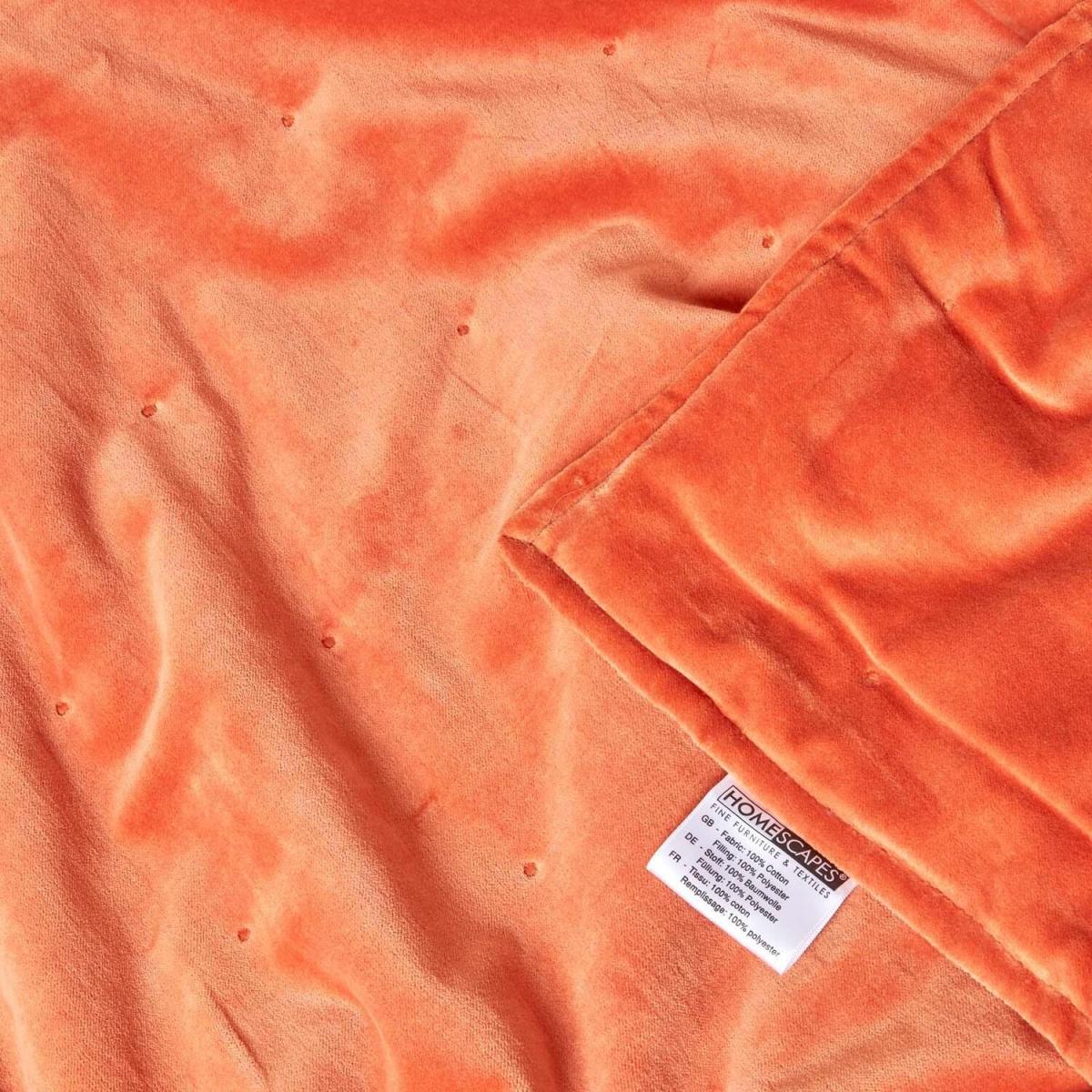 Homescapes Velvet Quilted Throw with Stitch - Burnt Orange / 150cm – image 2