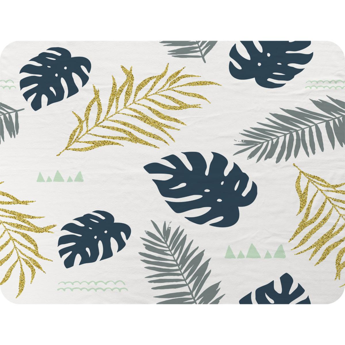 Gold Glitter  Navy Leaves Blanket - Blue – image 2