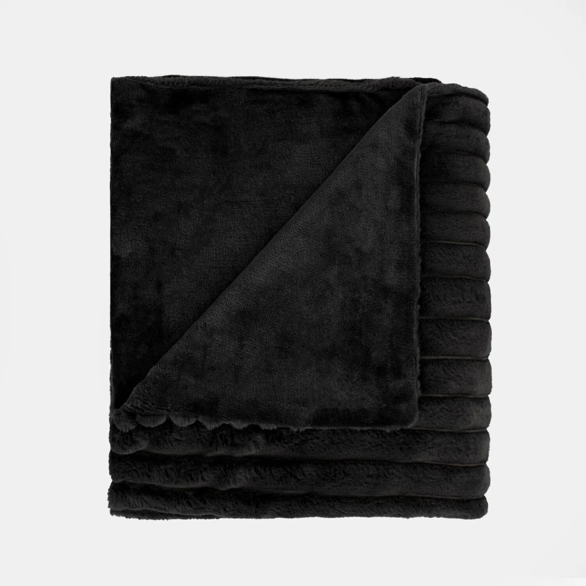 OHS Faux Fur Thick Ribbed Throw - Black / 150cm / 1.5kg – image 5