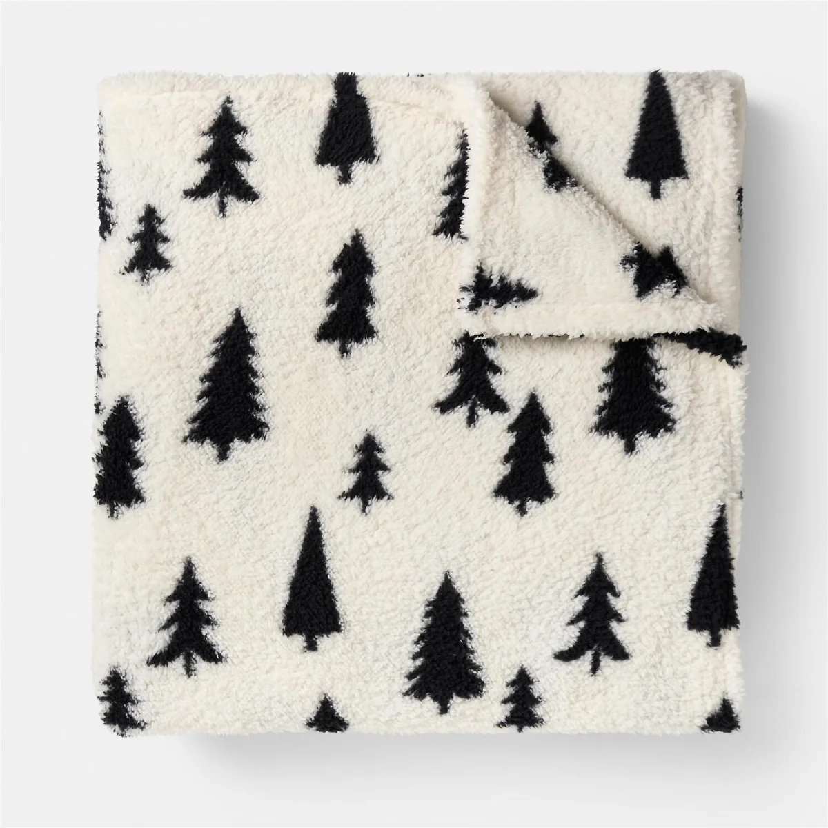 OHS Festive Christmas Tree Fleece Throw - Monochrome – image 6