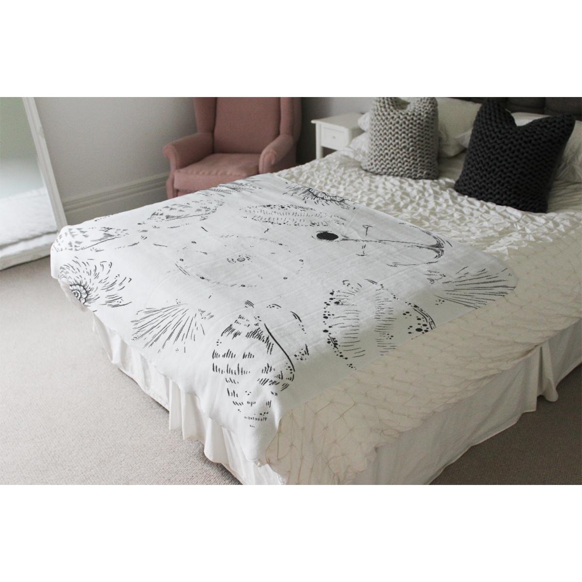 Drawn Nautical Elements Blanket - Black – image 4