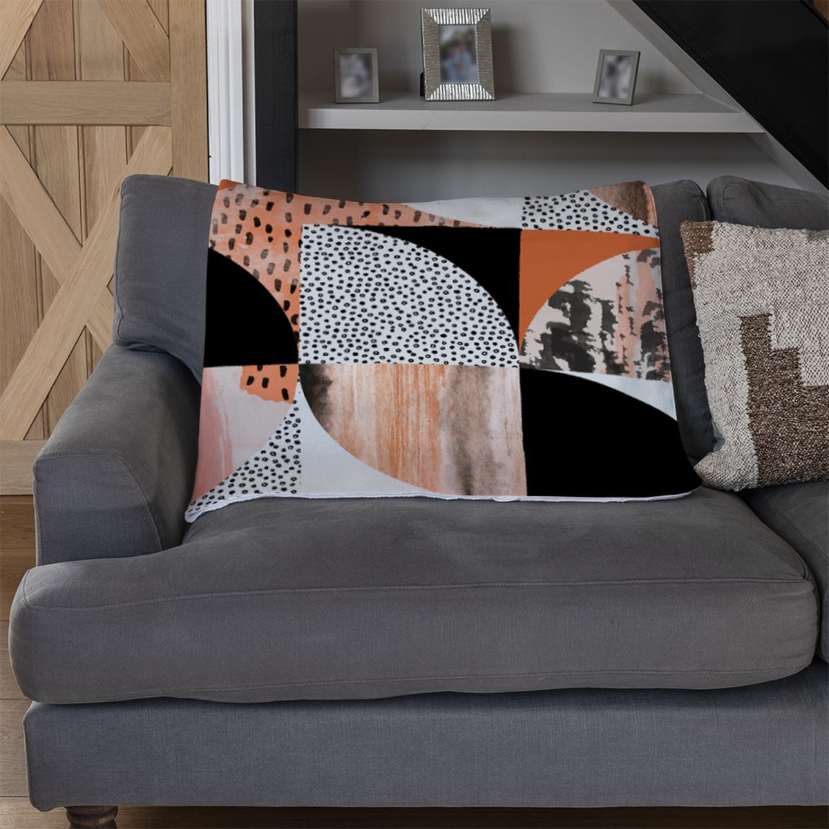 Geometric Circles In Autumn Colours Blanket - Orange – image 3