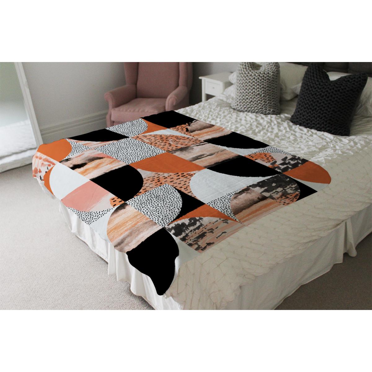 Geometric Circles In Autumn Colours Blanket - Orange – image 4