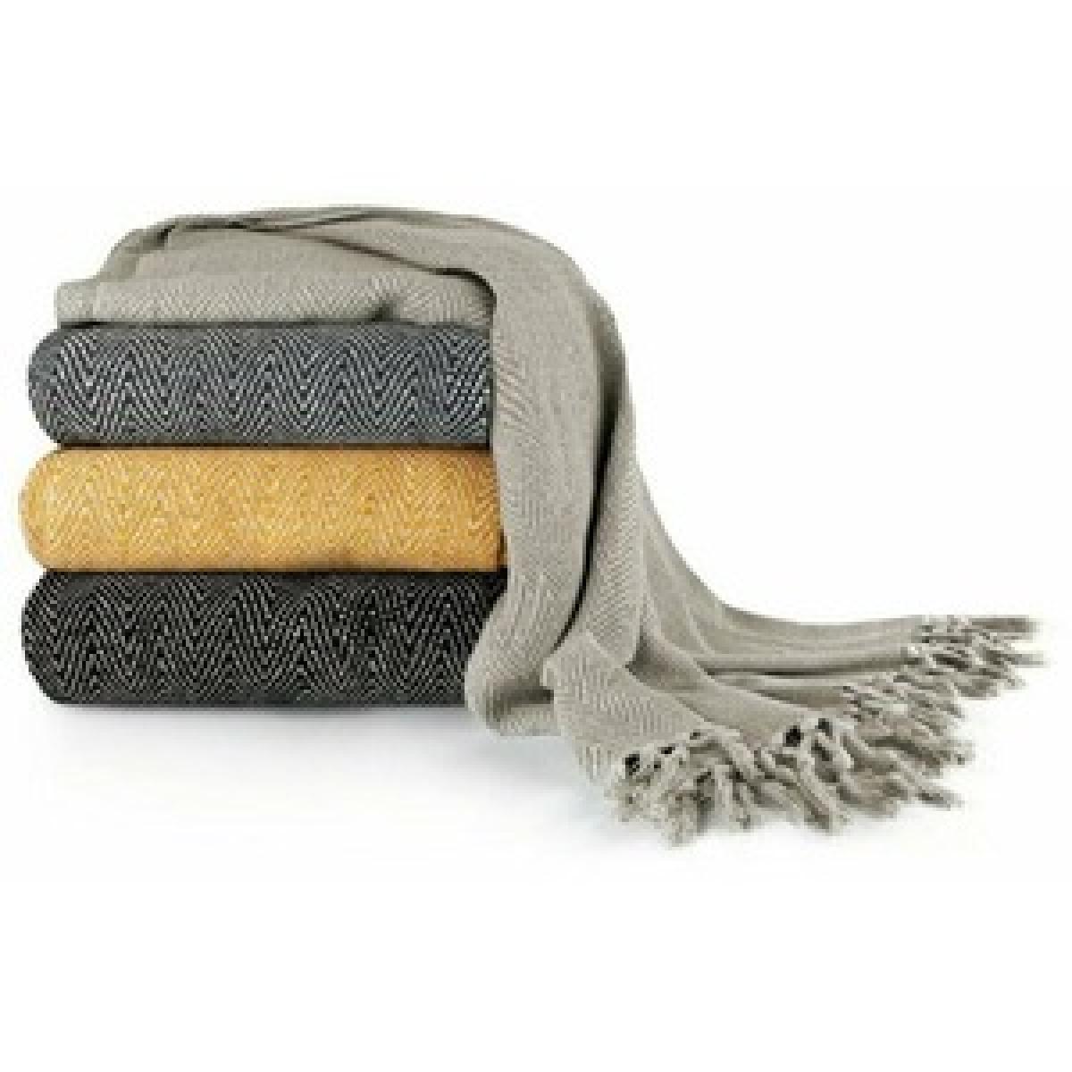 Cotton Herringbone Chair Sofa Bed Throws - Mustard – image 4
