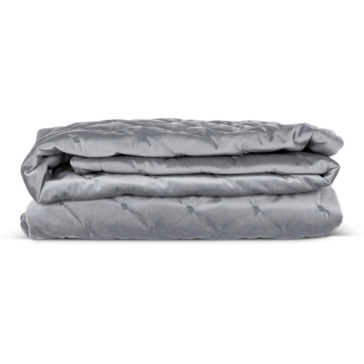 Luxurious Quilted Velvet Throw - Charcoal Grey – image 3