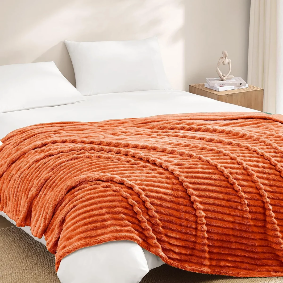 Casabella Throw Blanket - Ribbed Fleece Blanket – image 6