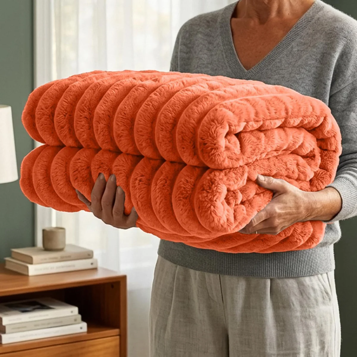 Casabella Throw Blanket - Ribbed Fleece Blanket – image 1