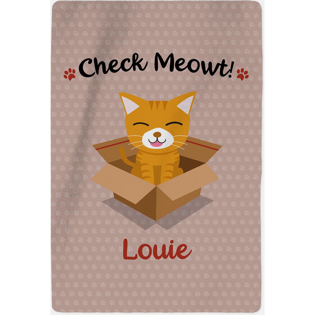 Personalised Ginger Cat Blanket - Check Meowt - Pink – image 2