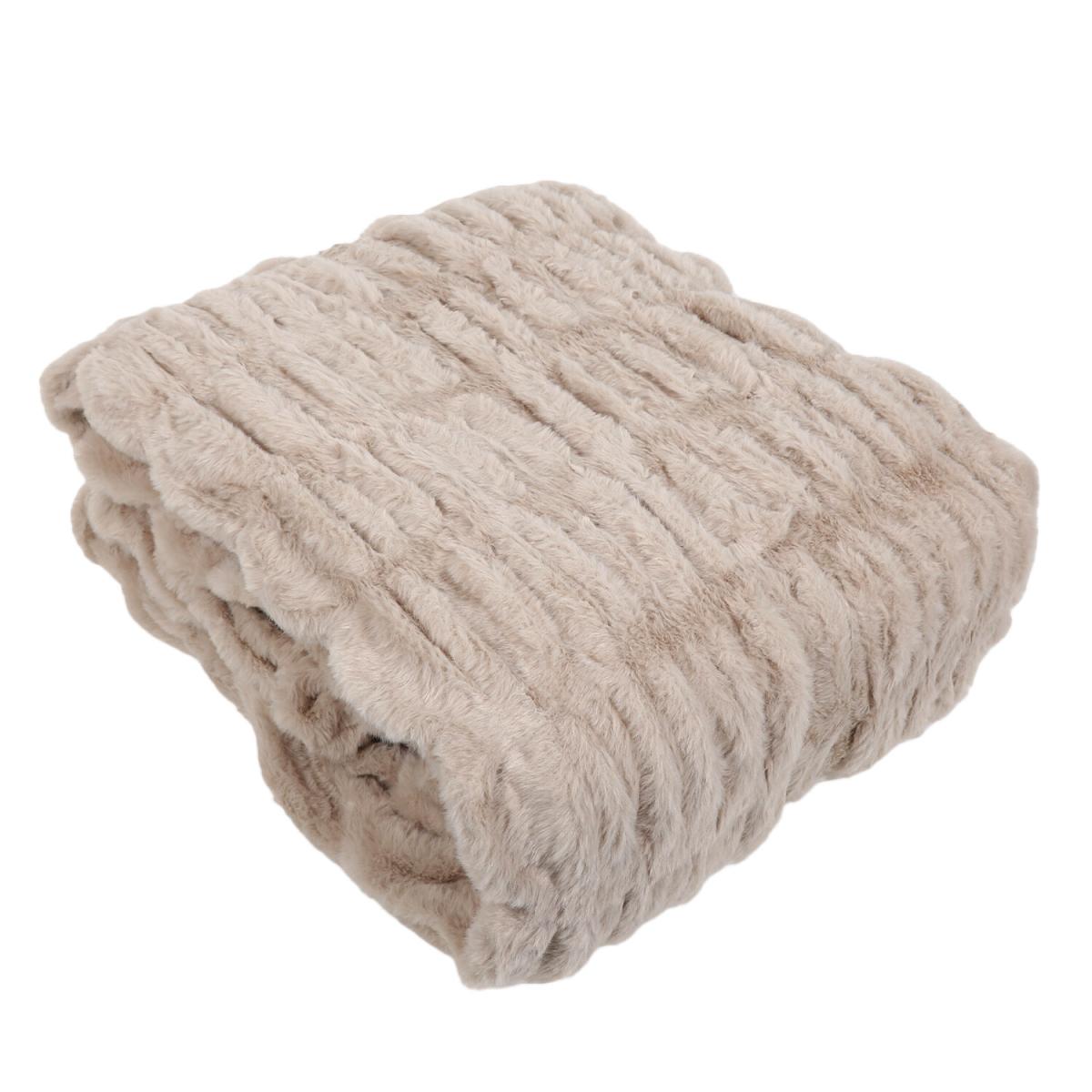 Seersucker Faux Fur Throw - Mink – image 2