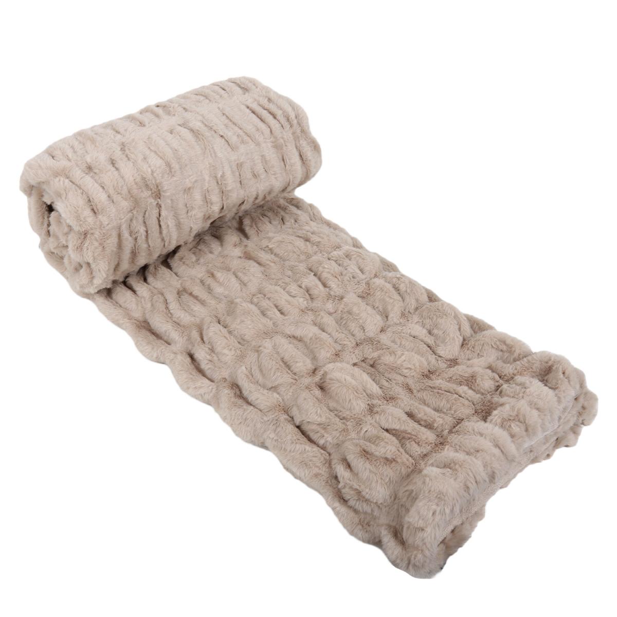 Seersucker Faux Fur Throw - Mink – image 3