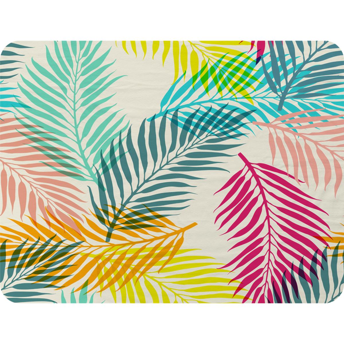 Multi Coloured Tropical Leaves Blanket - Blue – image 2