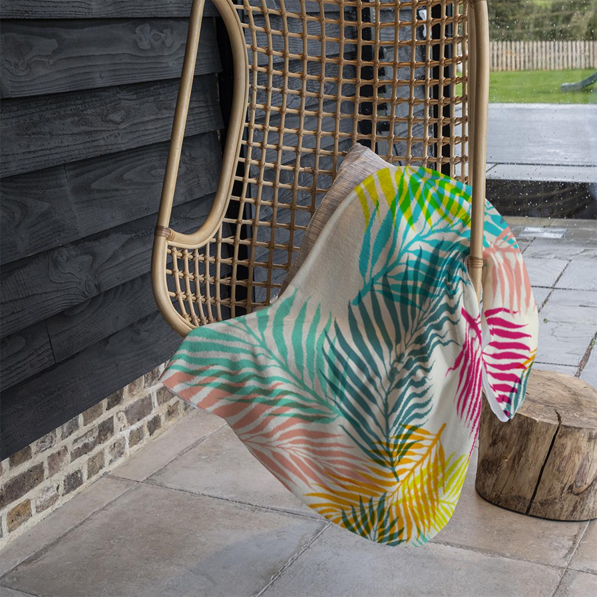Multi Coloured Tropical Leaves Blanket - Blue – image 1