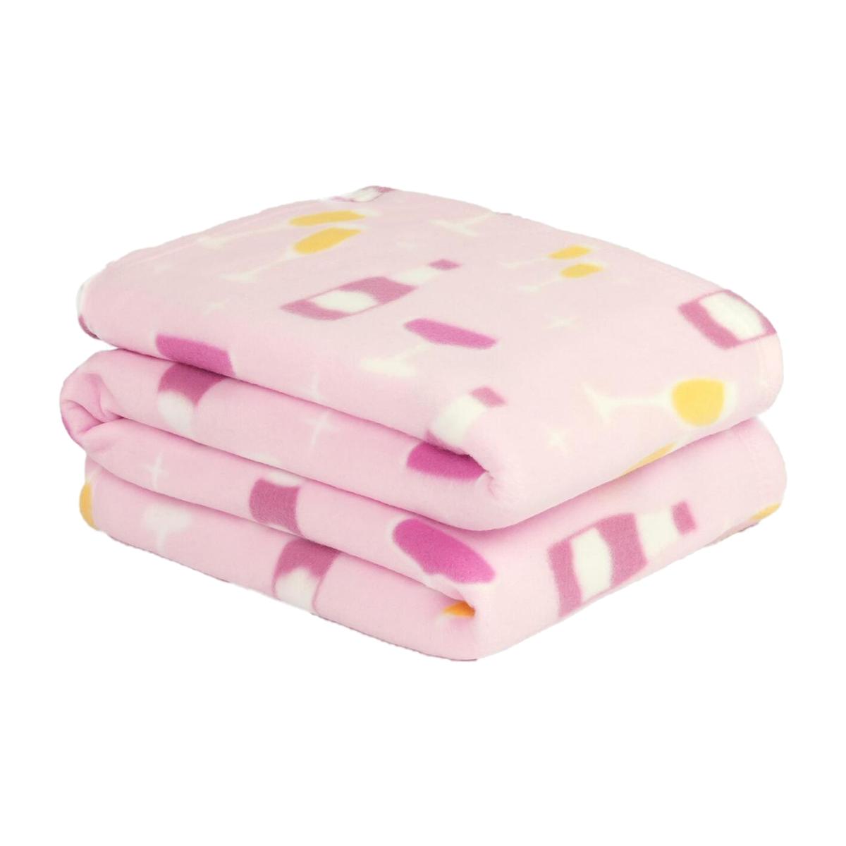 Prosecco Print Polar Fleece Throw - Light Pink – image 1