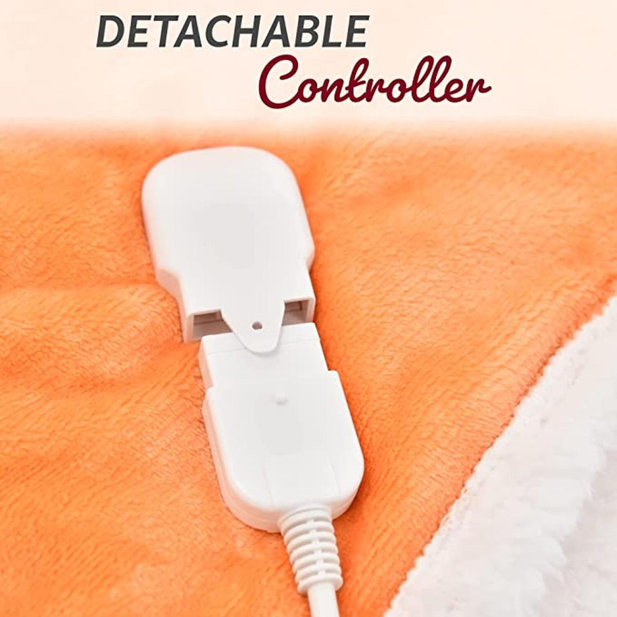 Heated Electric Throw Fleece Over Blanket Sofa Bed Large - Tangerine – image 3