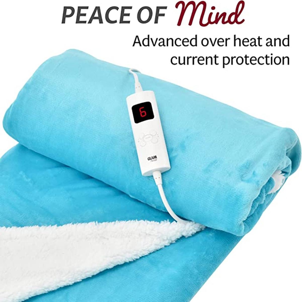 Heated Electric Throw Fleece Over Blanket Sofa Bed Large - Scuba Blue – image 4