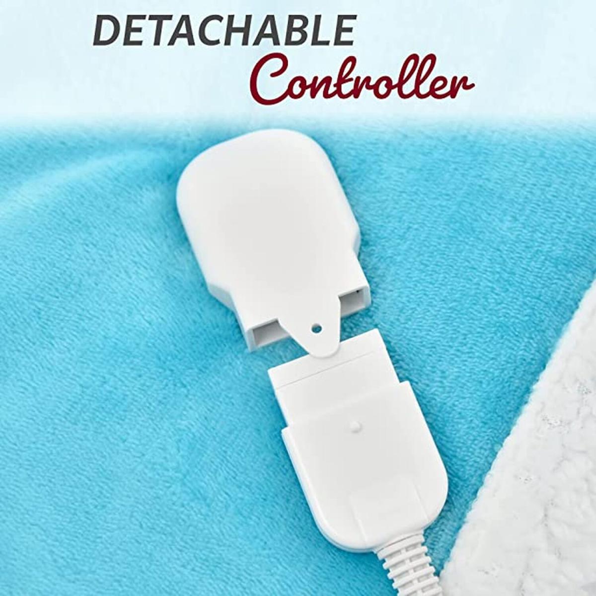 Heated Electric Throw Fleece Over Blanket Sofa Bed Large - Scuba Blue – image 6