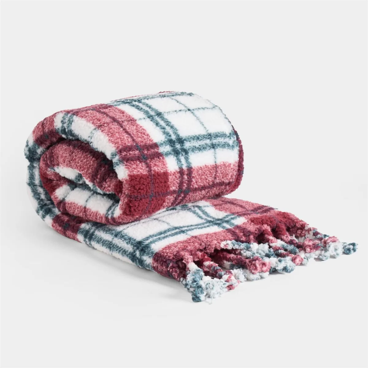 OHS Gingham Tassel Throw - Red/Green – image 3